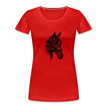 Rassiges Pferde Porträt Tattoo Style - Frauen Premium Bio T-Shirt - Rot - Vorne - Mia (176cm)