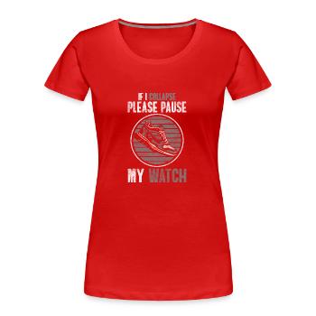 Marathon Laufen Wettbewerb Zieleinlauf - Frauen Premium Bio T-Shirt - Rot - Vorne - Mia (176cm)
