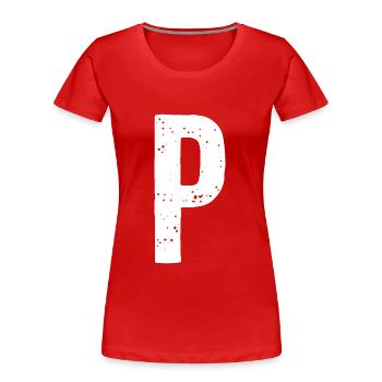 Lettre P - T-shirt bio Premium Femme - rouge - Devant - Mia (176cm)