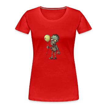 Cooler Comic Zombie mit gelbem Luftballon - Frauen Premium Bio T-Shirt - Rot - Vorne - Mia (176cm)