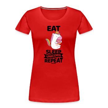 Eat Sleep Unicorn Repeat - Frauen Premium Bio T-Shirt - Rot - Vorne - Mia (176cm)