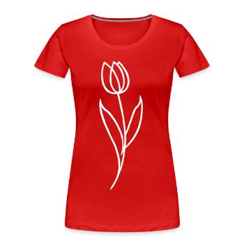 Skizze einer weißen Blume - Frauen Premium Bio T-Shirt - Rot - Vorne - Mia (176cm)