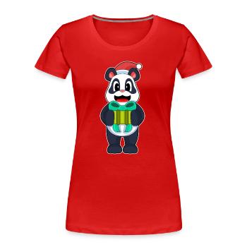 Chapeau de père Noël Panda - T-shirt bio Premium Femme - rouge - Devant - Mia (176cm)