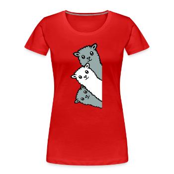 3 Alpacas Llamas Looking Curious Animal Heads Joy - Women's Premium Organic T-Shirt - red - Front - Mia (176cm)