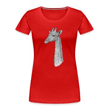 Ligne géométrique de la girafe - T-shirt bio Premium Femme - rouge - Devant - Mia (176cm)