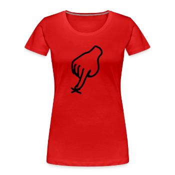 zeigen Kreuz - hier - line - Frauen Premium Bio T-Shirt - Rot - Vorne - Mia (176cm)