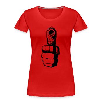 loaded gun - revolver - Frauen Premium Bio T-Shirt - Rot - Vorne - Mia (176cm)