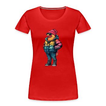 Hahn Winter Fashion - Frauen Premium Bio T-Shirt - Rot - Vorne - Mia (176cm)