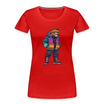 Leopard Fashion Winter - Frauen Premium Bio T-Shirt - Rot - Vorne - Mia (176cm)