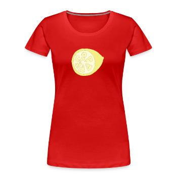 Citron coupé en deux - T-shirt bio Premium Femme - rouge - Devant - Mia (176cm)