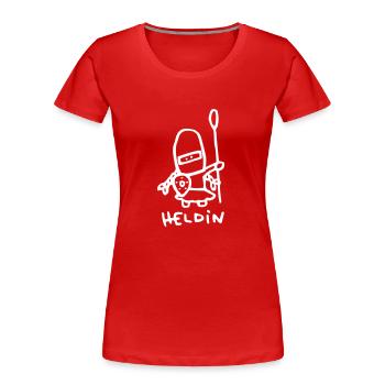 heldin - Frauen Premium Bio T-Shirt - Rot - Vorne - Mia (176cm)
