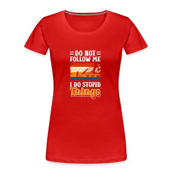 Sports Snow Winter sports Wooden sledges - Women's Premium Organic T-Shirt - red - Front - Mia (176cm)