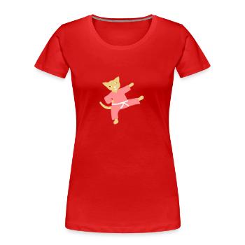 taekwondo cat - Women's Premium Organic T-Shirt - red - Front - Mia (176cm)