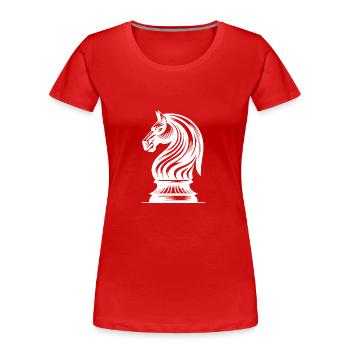 Schach Pferd Skizze Springer Figur Zeichnung - Frauen Premium Bio T-Shirt - Rot - Vorne - Mia (176cm)