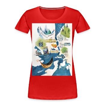 Illustriere Stadtkarte von Oslo als Souvenir - Frauen Premium Bio T-Shirt - Rot - Vorne - Mia (176cm)