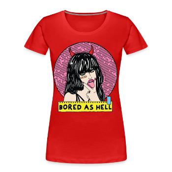 EROTIC POP-ART ARTWORK SEXY COMIC GIRL - Women's Premium Organic T-Shirt - red - Front - Mia (176cm)