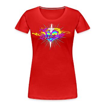 L.Gor Dolch mit Herz - Frauen Premium Bio T-Shirt - Rot - Vorne - Mia (176cm)