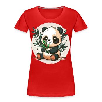 Panda amoureux du bambou - T-shirt bio Premium Femme - rouge - Devant - Mia (176cm)