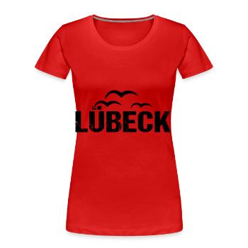 Lübeck Möwen Hansestadt - Frauen Premium Bio T-Shirt - Rot - Vorne - Mia (176cm)