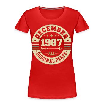 Legends Birthday December 1987 Born Gift - Women's Premium Organic T-Shirt - red - Front - Mia (176cm)