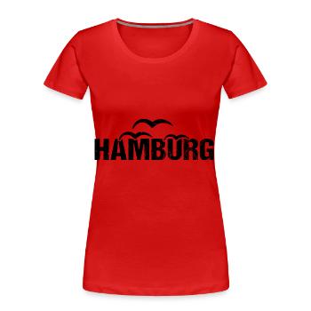 Hambourg Ville hanséatique Allemagne du Nord - T-shirt bio Premium Femme - rouge - Devant - Mia (176cm)
