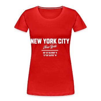 Koordinaten Von New York City - Frauen Premium Bio T-Shirt - Rot - Vorne - Mia (176cm)