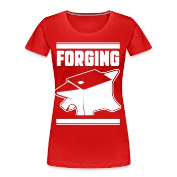 Schmied - Frauen Premium Bio T-Shirt - Rot - Vorne - Mia (176cm)