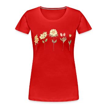 Wildblumen, Blumen Pflanzen Botanik, Damen - Frauen Premium Bio T-Shirt - Rot - Vorne - Mia (176cm)