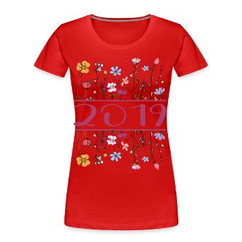 2019 Légendaire Depuis 2019 Anniversaire 2019 Femmes - T-shirt bio Premium Femme - rouge - Devant - Mia (176cm)
