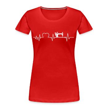 Sewing heartbeat sewing machine - Women's Premium Organic T-Shirt - red - Front - Mia (176cm)
