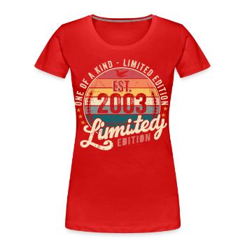 Geburtstagsgeschenk 2003 Jahrgang 2003 Retro 2003 - Frauen Premium Bio T-Shirt - Rot - Vorne - Mia (176cm)