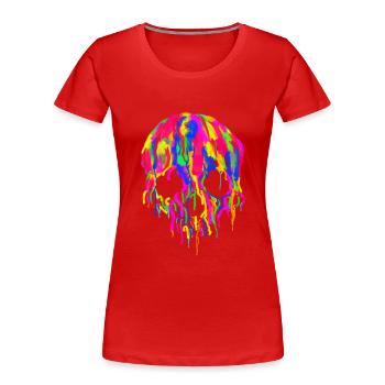 Skull Hipster Watercolors Modern Skull - Women's Premium Organic T-Shirt - red - Front - Mia (176cm)