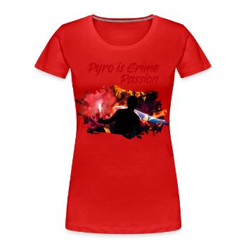 Pyro Fussball Ultras Fan Pyrotechniker Geschenk - Frauen Premium Bio T-Shirt - Rot - Vorne - Mia (176cm)