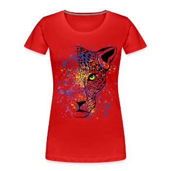 Bunter Leopard Raubkatze Animal Print Cool - Frauen Premium Bio T-Shirt - Rot - Vorne - Mia (176cm)