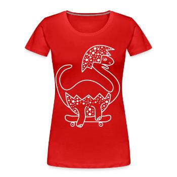 Dinosaurier Baby auf dem Skateboard beim Skaten! - Frauen Premium Bio T-Shirt - Rot - Vorne - Mia (176cm)