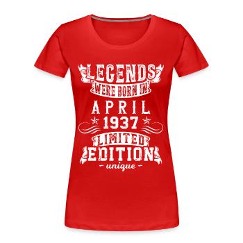 Birthday April 1937 Limited Edition Vintage - Women's Premium Organic T-Shirt - red - Front - Mia (176cm)