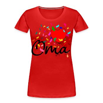 Oma Konfetti - Frauen Premium Bio T-Shirt - Rot - Vorne - Mia (176cm)