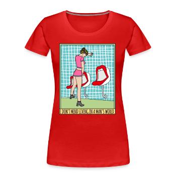 PEE FETISH GIRL GENDER TOILET SEXY - Women's Premium Organic T-Shirt - red - Front - Mia (176cm)