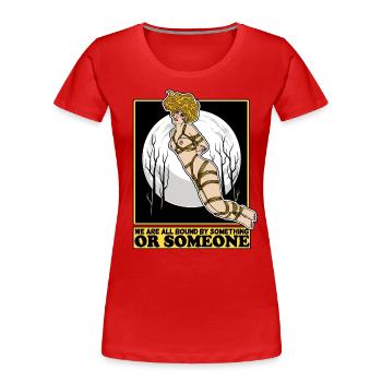 EROTIC SEXY SHIBARI BONDAGE BOUND GIRL MOON - Women's Premium Organic T-Shirt - red - Front - Mia (176cm)