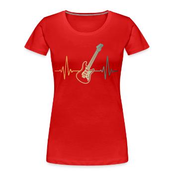 Guitar Heartbeat Guitarist Musician Shirt - Women's Premium Organic T-Shirt - red - Front - Mia (176cm)