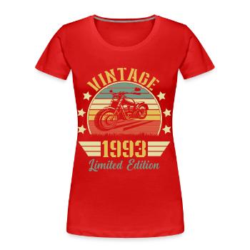 Vintage 1993 Retro Motorcycle Birthday Gift - Women's Premium Organic T-Shirt - red - Front - Mia (176cm)
