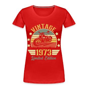 Vintage 1973 Retro Motorcycle Birthday Gift - Women's Premium Organic T-Shirt - red - Front - Mia (176cm)