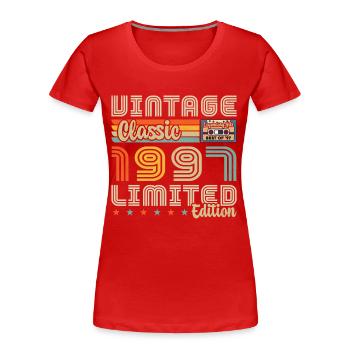 1997 Vintage Nées En 1997 Cadeau D'anniversaire - T-shirt bio Premium Femme - rouge - Devant - Mia (176cm)