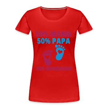 50% Mama 50% Papa 100% Prinzessin - Baby - Geburt - Frauen Premium Bio T-Shirt - Rot - Vorne - Mia (176cm)