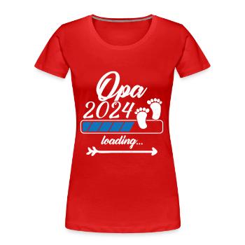 Opa in 2024 bitte warten - Frauen Premium Bio T-Shirt - Rot - Vorne - Mia (176cm)