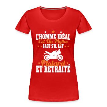 Motard Et Retraité - T-shirt bio Premium Femme - rouge - Devant - Mia (176cm)