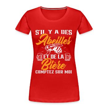 S'il y a des abeilles et de la bière - T-shirt bio Premium Femme - rouge - Devant - Mia (176cm)