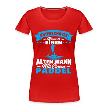 Alter Mann mit Paddel Kanufahrer Vintage Kanusport - Frauen Premium Bio T-Shirt - Rot - Vorne - Mia (176cm)