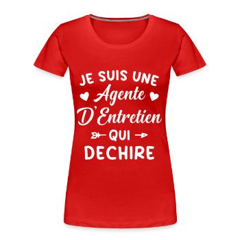 Agente d'Entretien qui déchire Idée Cadeau - T-shirt bio Premium Femme - rouge - Devant - Mia (176cm)