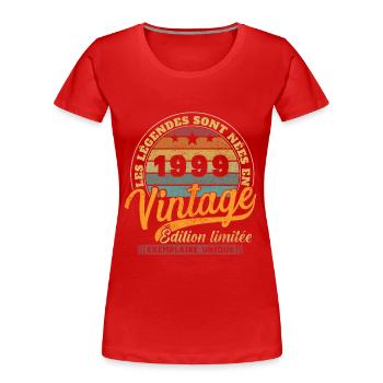 1999 Vintage Nées En 1999 Cadeau D'anniversaire - T-shirt bio Premium Femme - rouge - Devant - Mia (176cm)